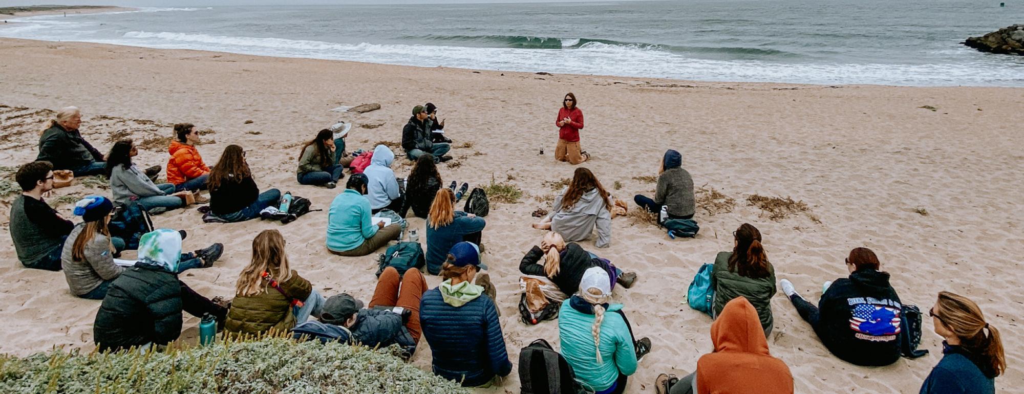 Rx One Health 2021 participants learning on the beach in Moss Landing