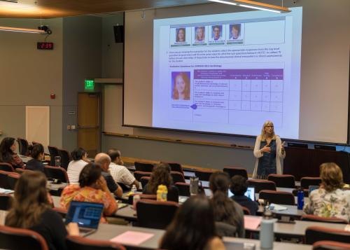 professor lecturing to students