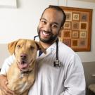 male student with dog