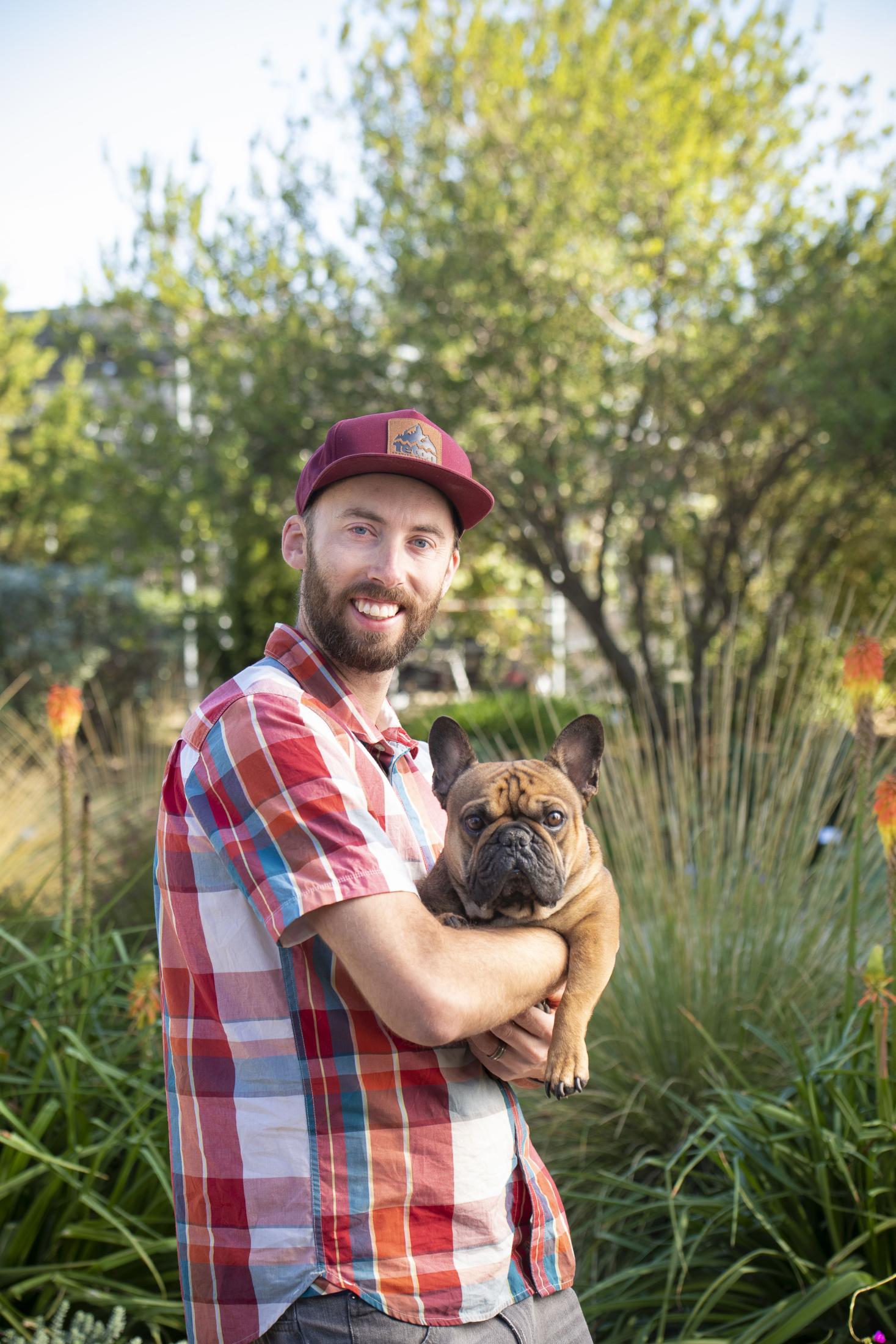 pet owner holding dog