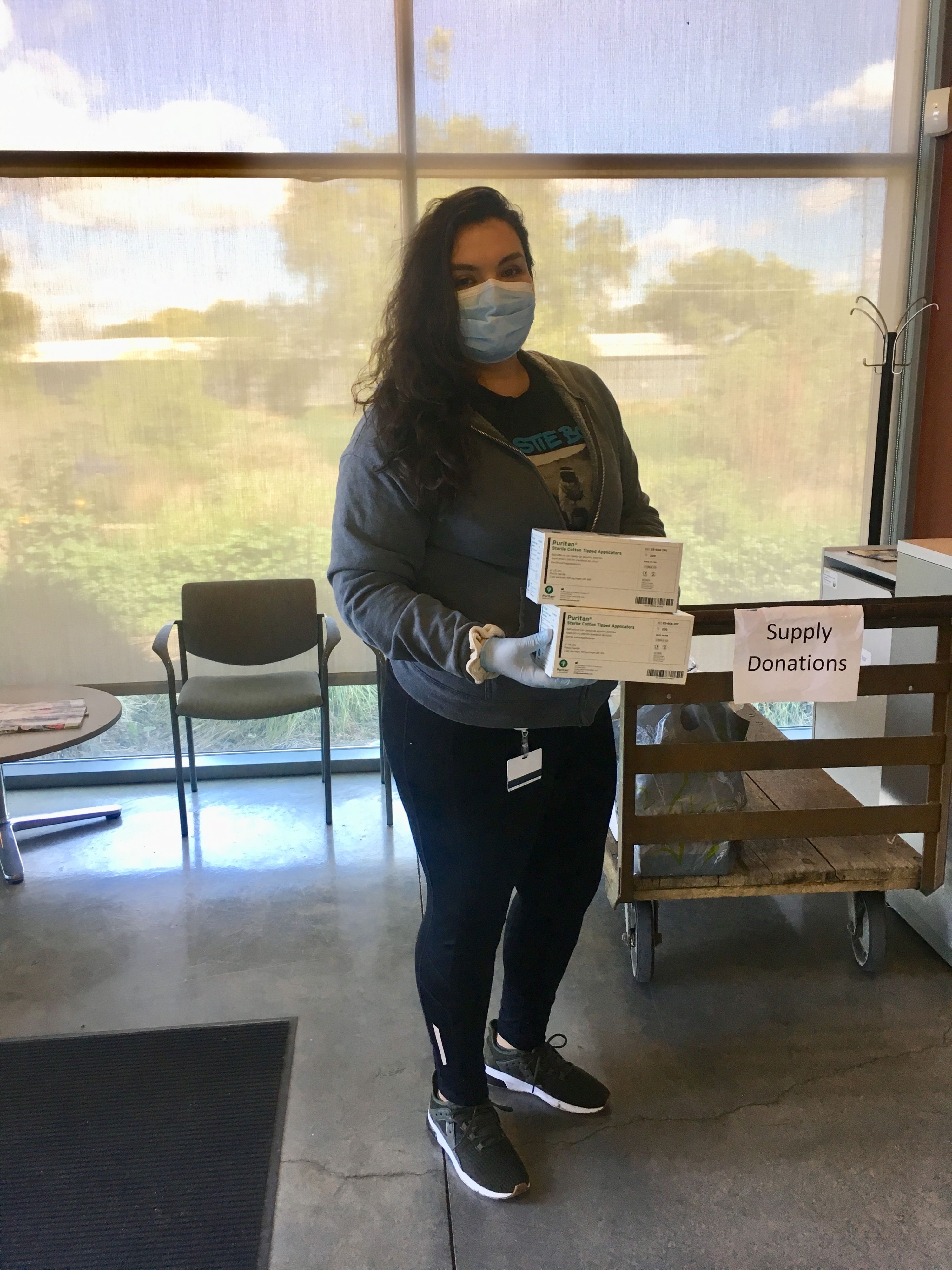 OHI laboratory technician Victoria Ontiveros drops off flocked swab donations for the UC Davis Medical Center.