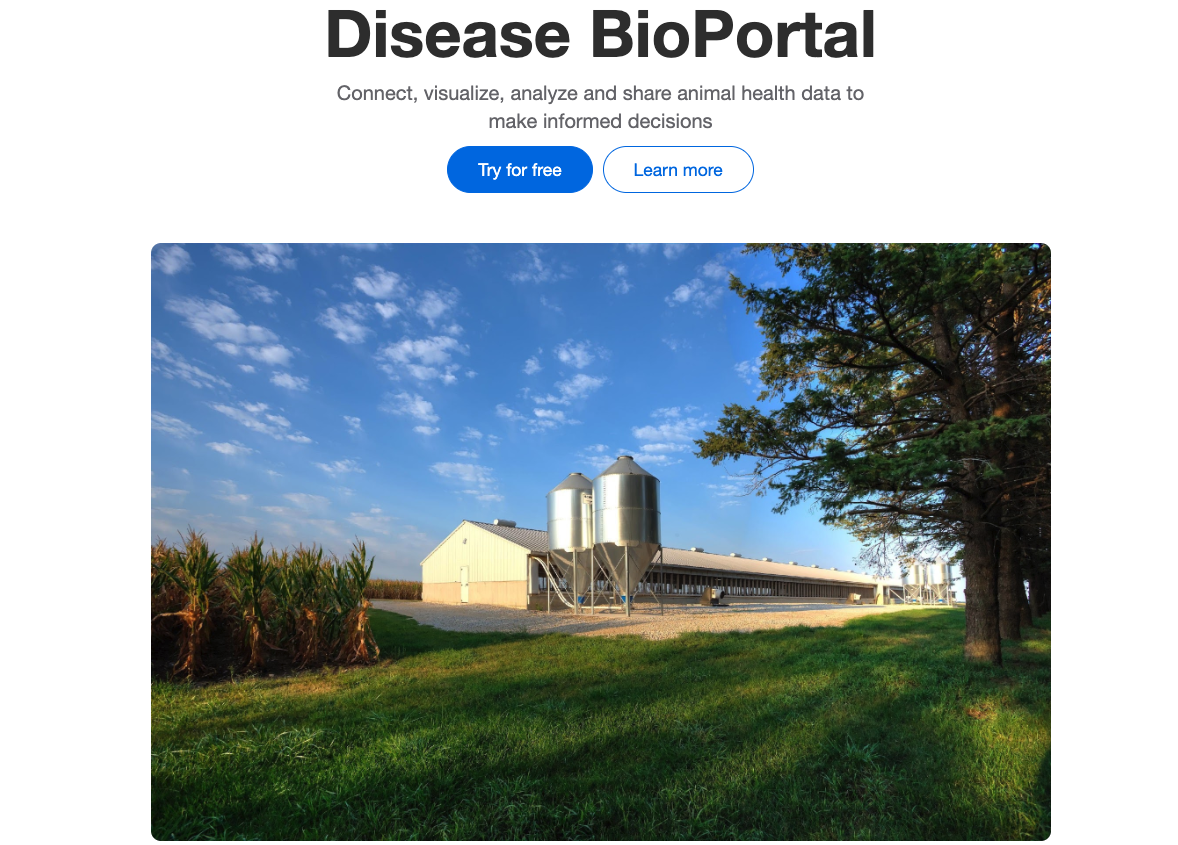 website homepage showing picture of farm