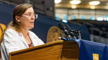 Dr. Michelle Schack speaks at Class of 2028 White Coat Ceremony
