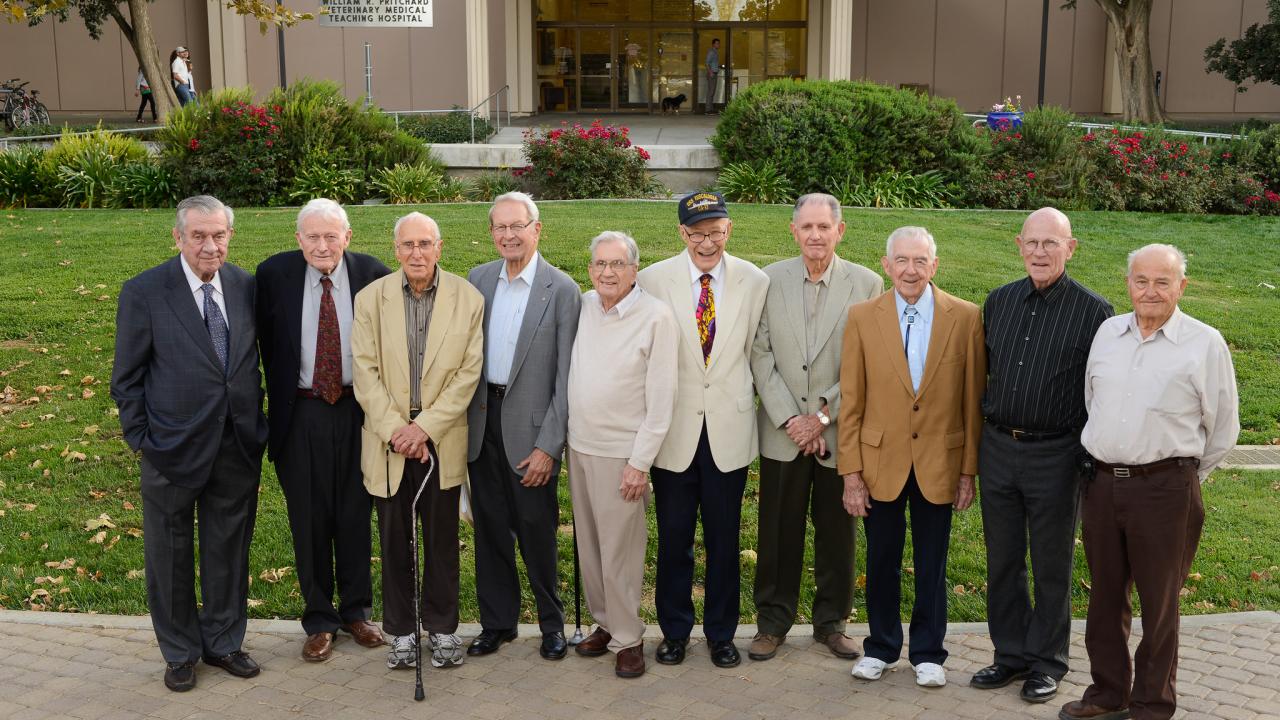 The inaugural Class of 1952 at a reunion in 2012. Dr. Baker on far right.
