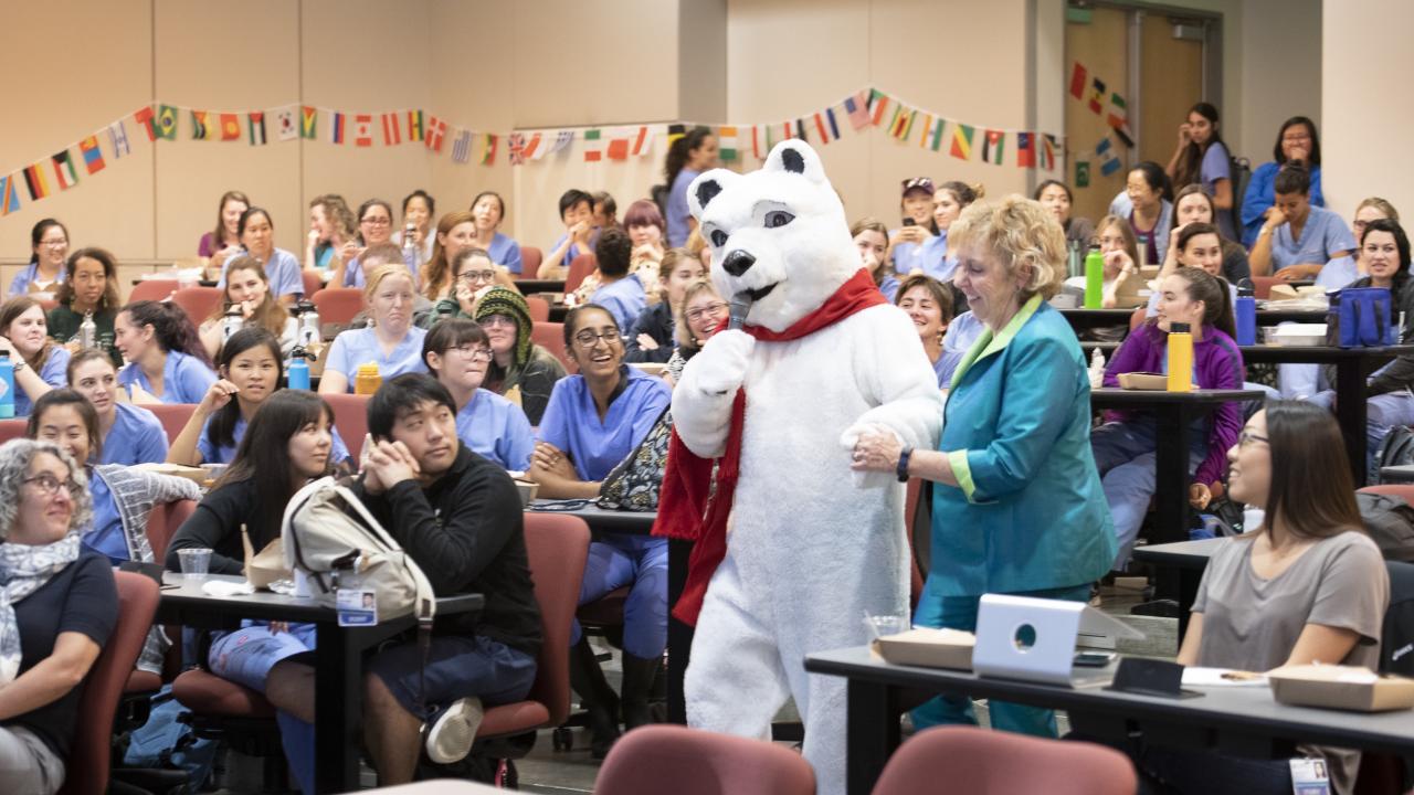 person in polar bear costume