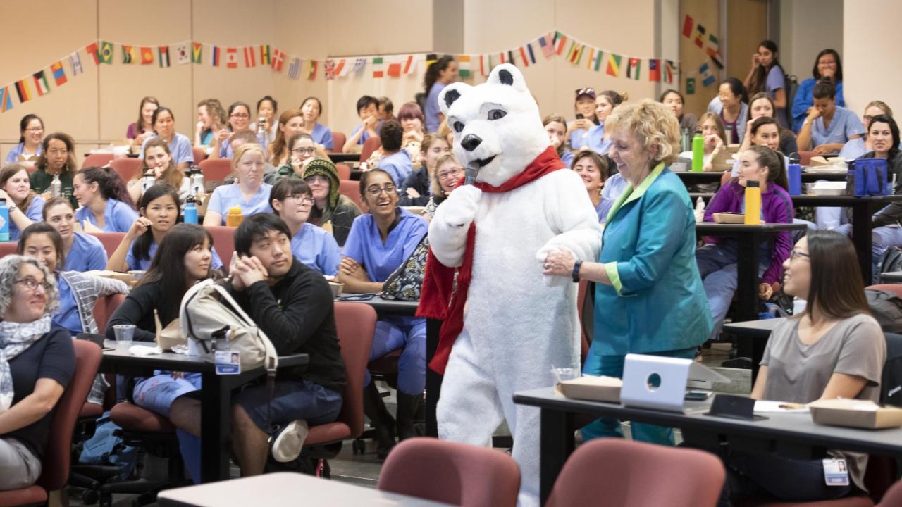 person in polar bear costume