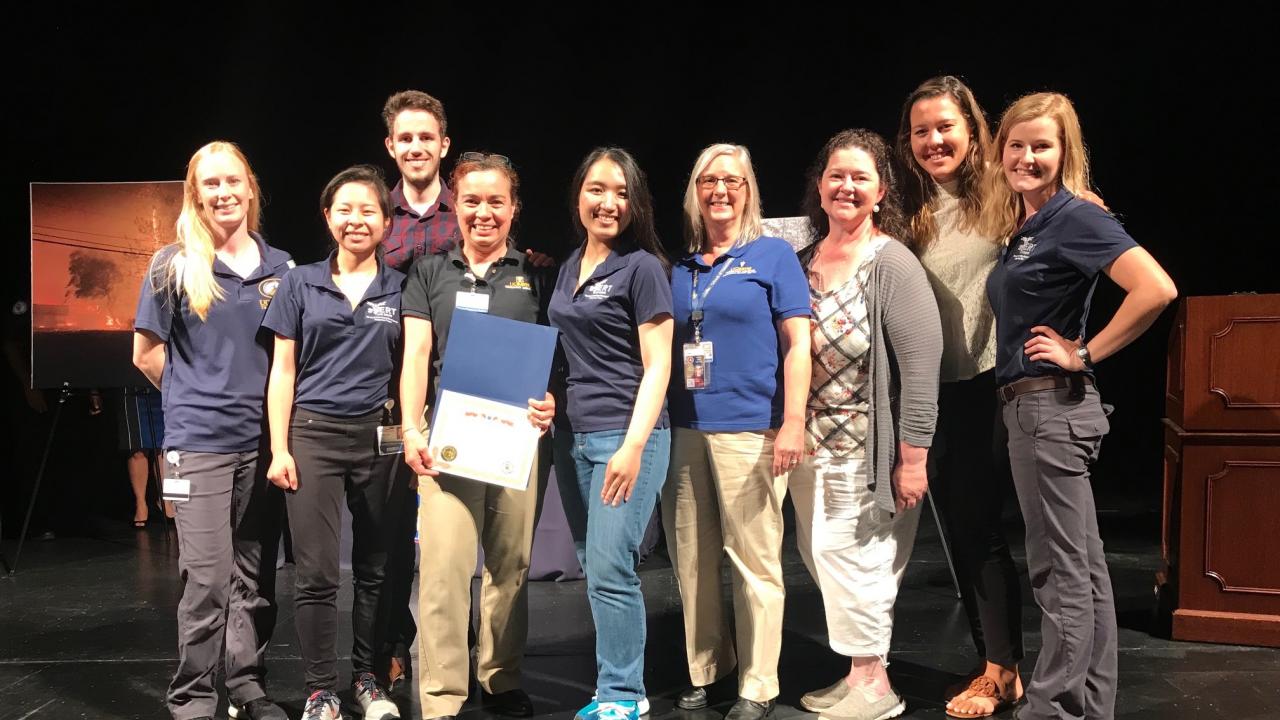 From left to right: Erin Belleville, Tiffany Liem, Stephen Harris, Dr. Lais Costa, Jasmine Huynh, Dr. Michelle Hawkins, Kristina Palmer, Rachel Mckay, and Kelsey Palsgaard