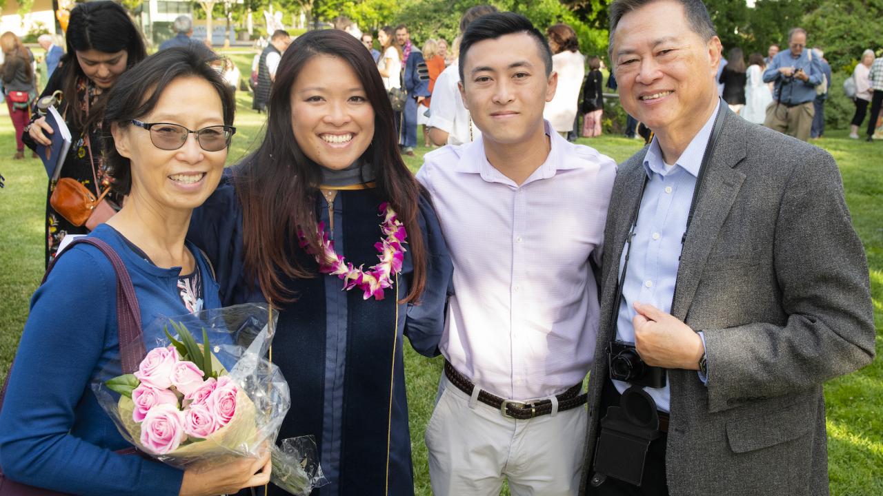 Dr. Sabrina Wu and family after commencement