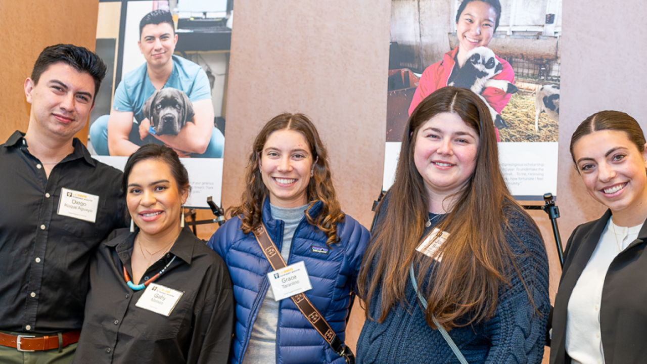 Some of the students who were featured during the Evening of Gratitude. Students standing and smiling.