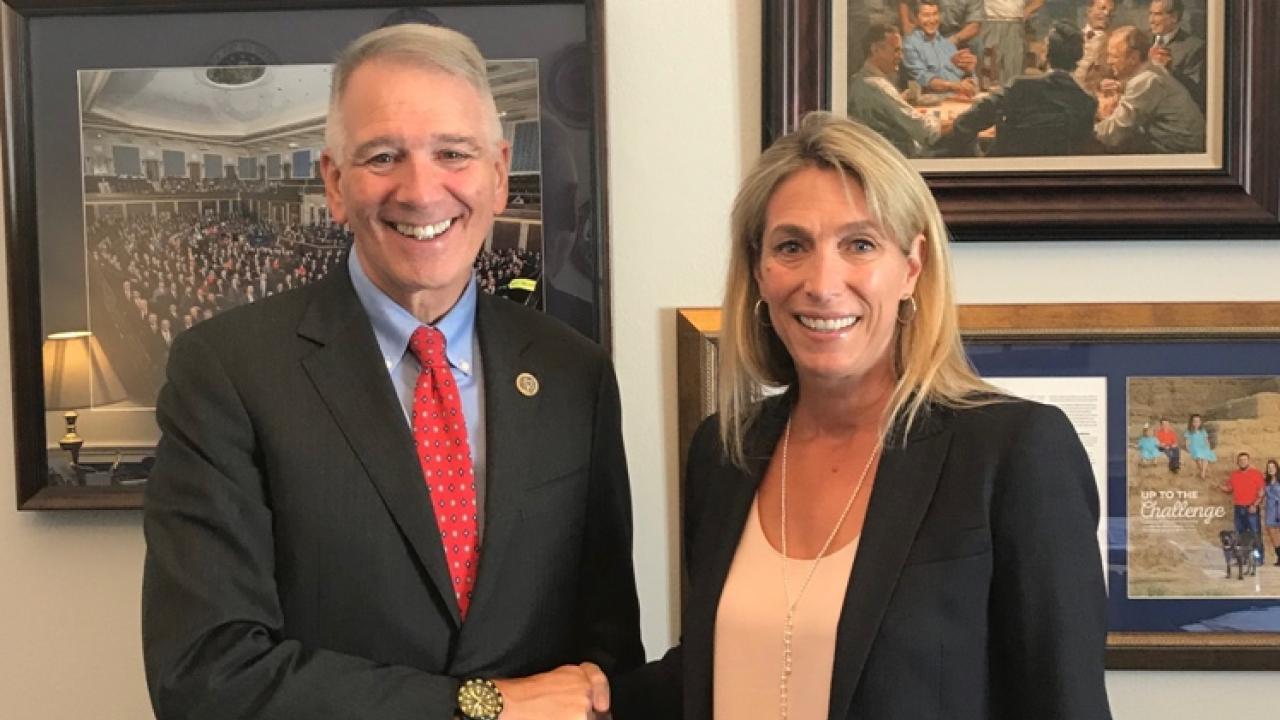 Dr. Johnson (right) discussed One Health issues with members of Congress, including Congressman Ralph Abraham (R-LA), a veterinarian and physician. (Courtesy photo / AAVMC) Dr. Johnson (right) discussed One Health issues with members of Congress, including Congressman Ralph Abraham (R-LA), a veterinarian and physician.