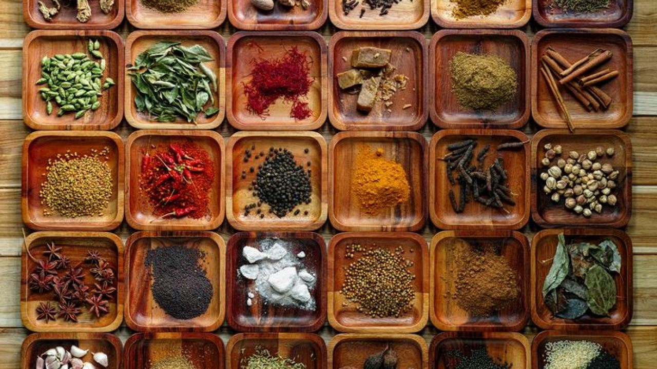 trays of spices