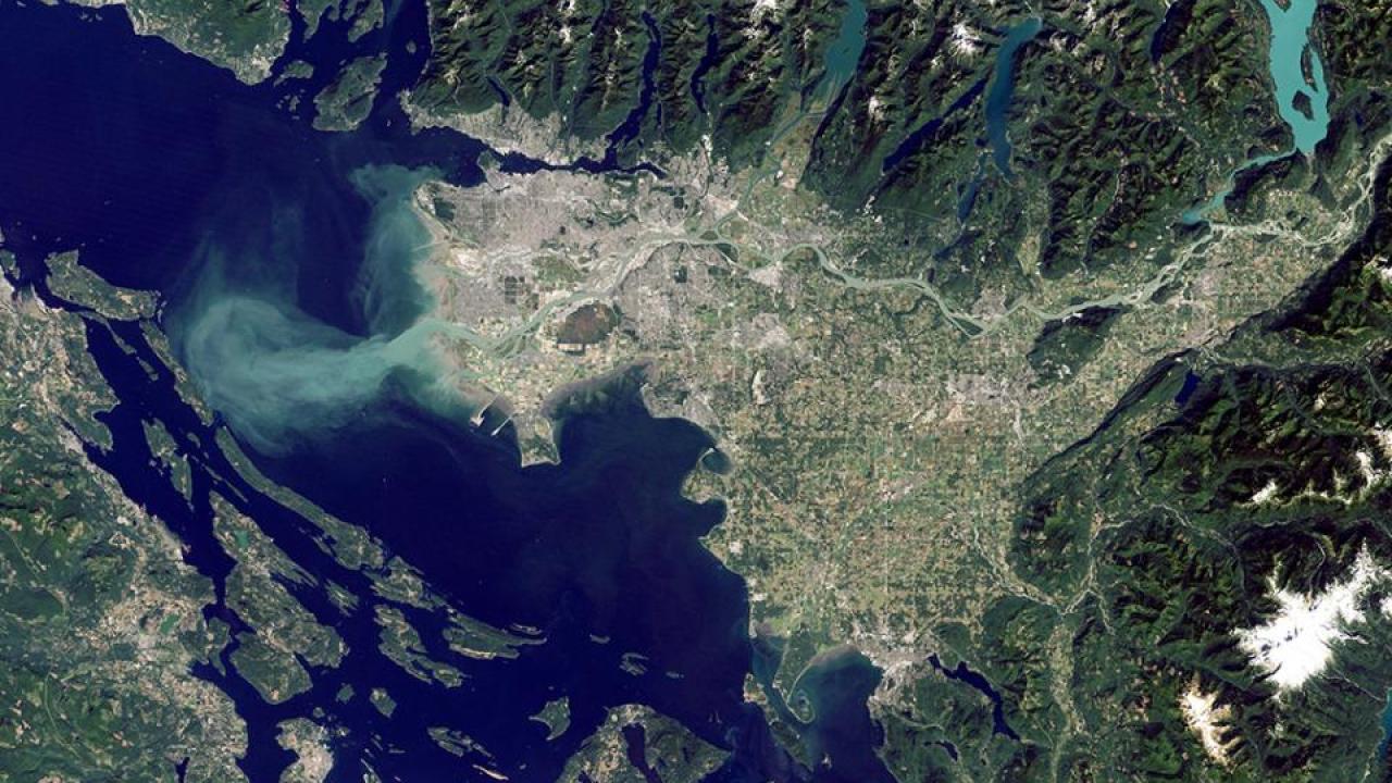 satellite view of Salish Sea