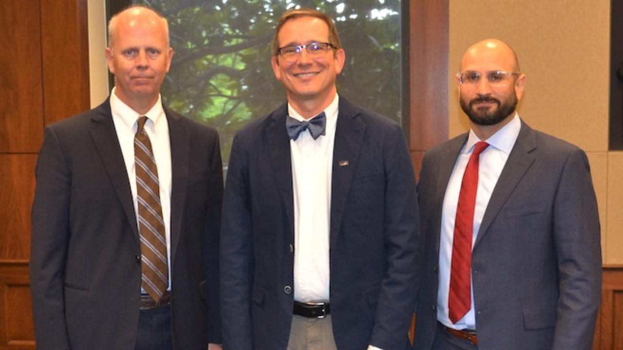 Pictured, left to right: Dr. Huggins, Dr. Kent, and Dr. Monjazeb. Not pictured: Dr. Kurilla.