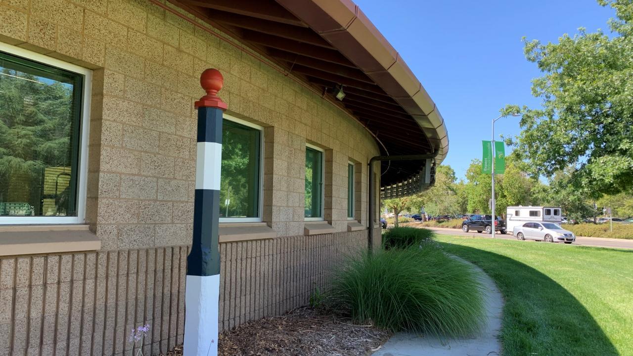 Race track post on campus