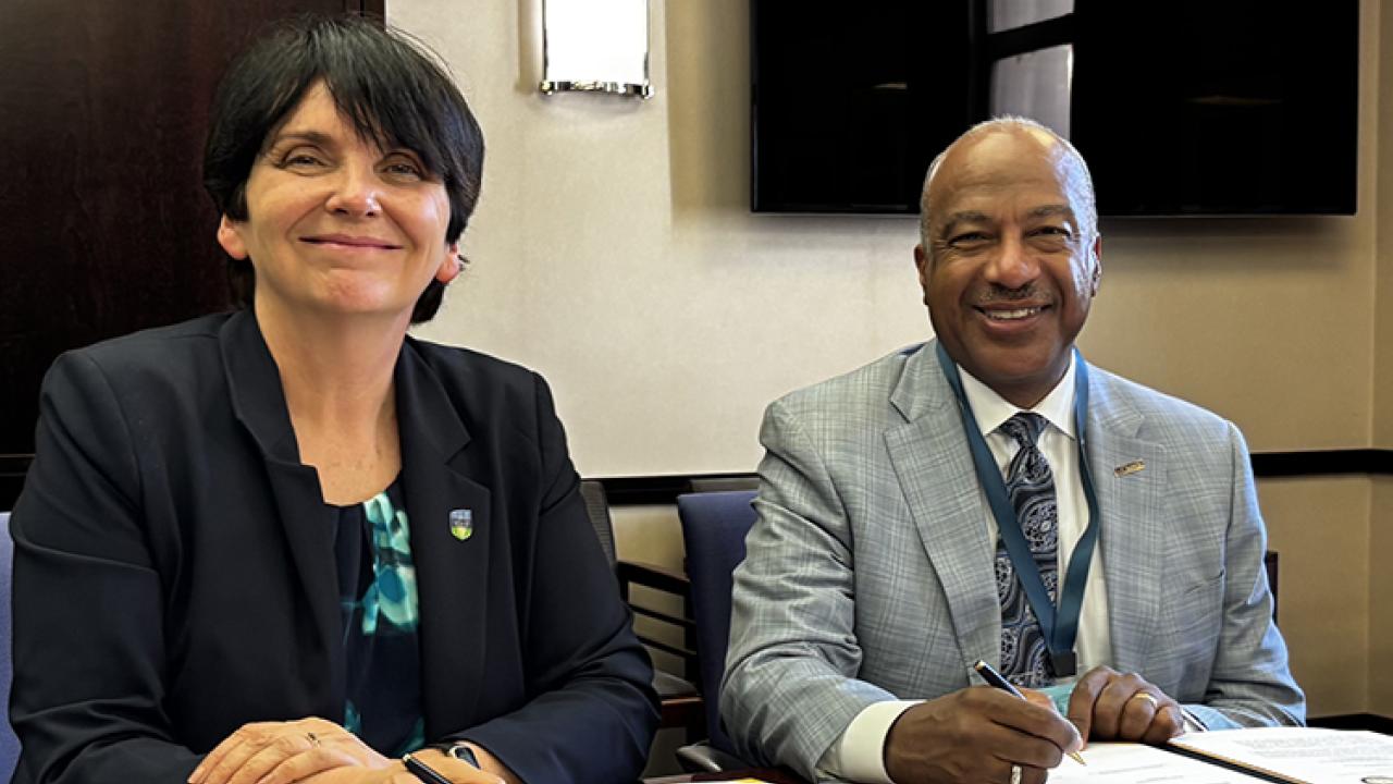 UCD President Professor Orla Feely and Chancellor of UC Davis Professor Gary S. May