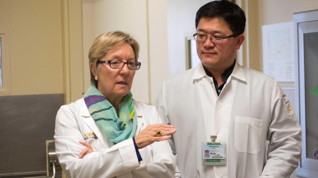 two medical professionals in white lab coats