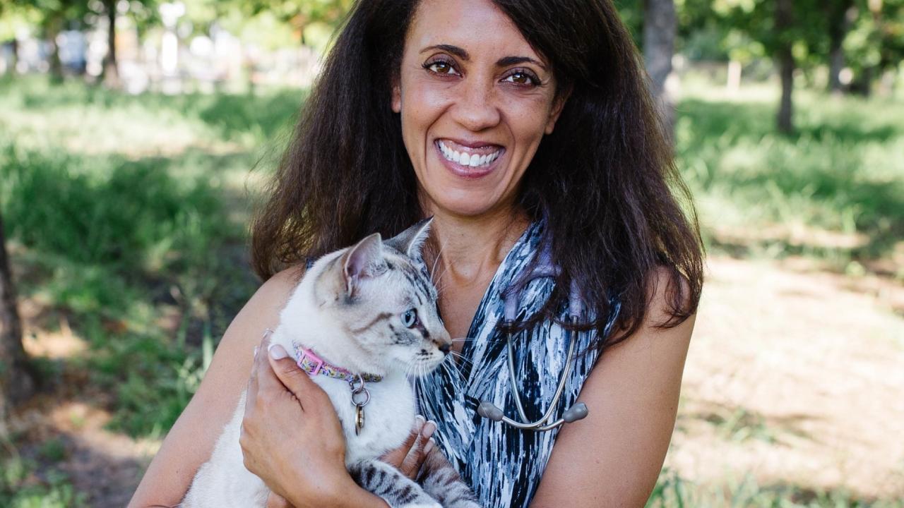 Dr. Karen Whala with cat