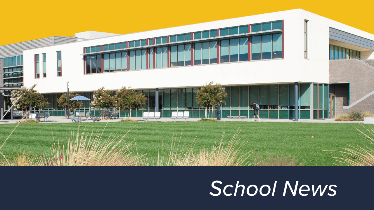 School News banner with a picture of the administration building
