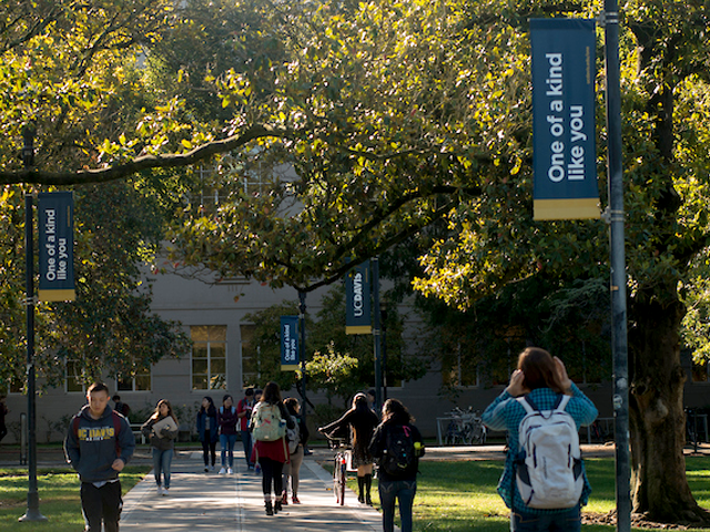 Students walking on campus