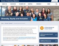 screenshot of UC Davis veterinary website showcasing diversity initiatives