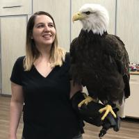veterinarian holding eagle