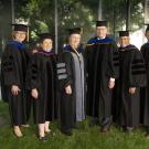 Dean Lairmore (center) presented the 2019 Alumni Achievement Awards to (l to r) Drs. Stephanie Valberg, Elizabeth Sabin, S. Wayne Martin, Greg Cutler and Michael Kent. 