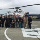 Police and UC Davis veterinarians with CHP helicopter