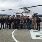 Police and UC Davis veterinarians with CHP helicopter