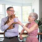 Lin Zucconi and one of her cats, Pinky, recently visited Dr. Michael Kent.