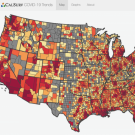 map showing COVID-19 outbreak across US