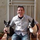 Chuck Nettnins with dogs Ladelle (left) and Floyd (right)