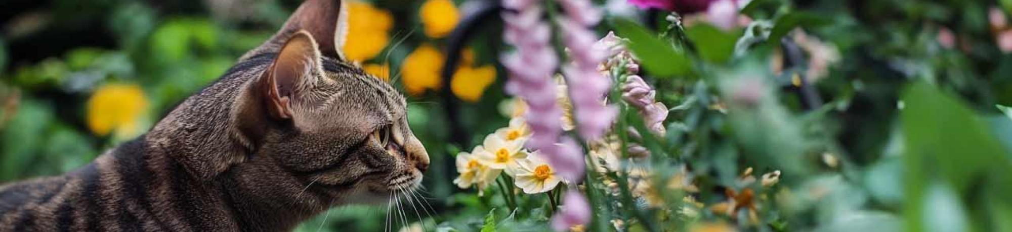 Cat in a garden.